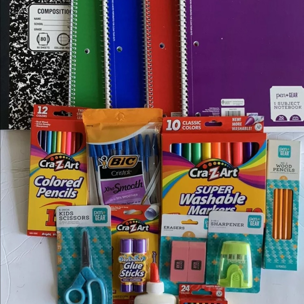 Crayola Assorted School Supply Pack with Green Blue Red Purple Notebooks